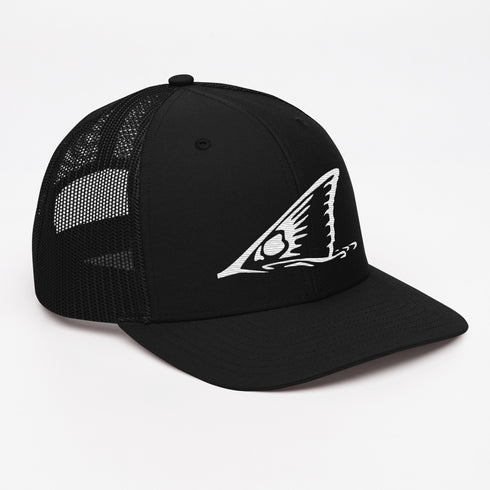 White Redfish Tail Embroidered Trucker Cap for Outdoor Style - Adjustable Comfort and Classic Fit